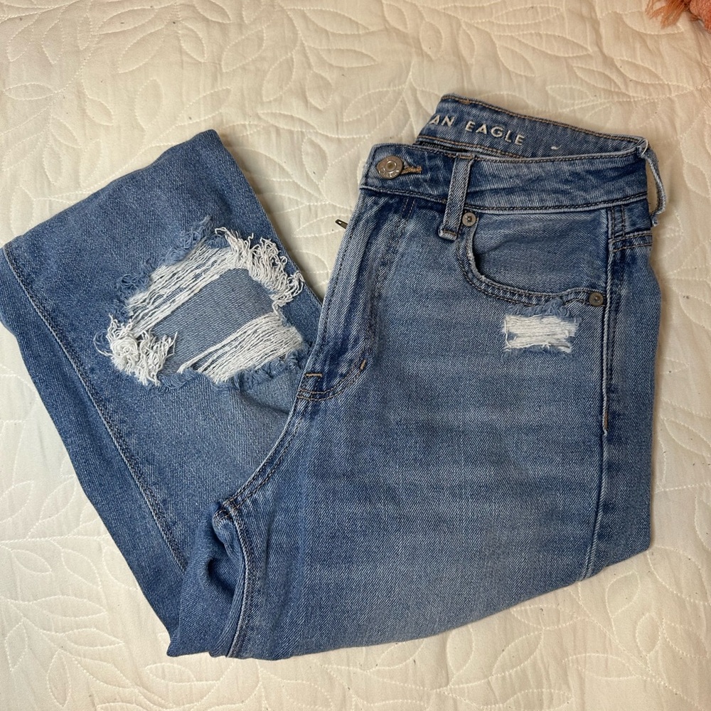 American Eagle Outfitters Women's High Rise Distressed Denim Jeans